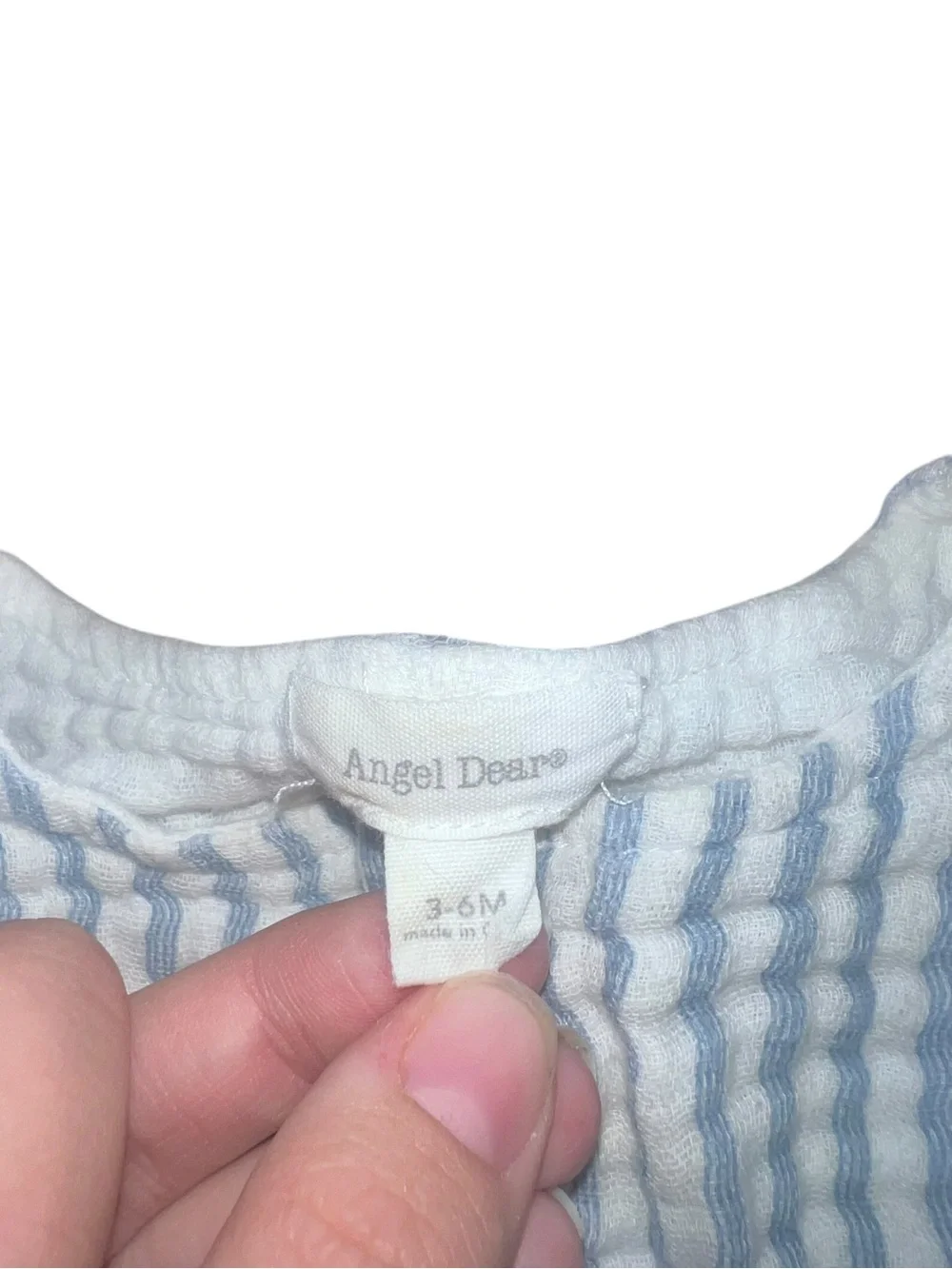 Angel Dear Blue & White Striped Quilted Baby Romper
